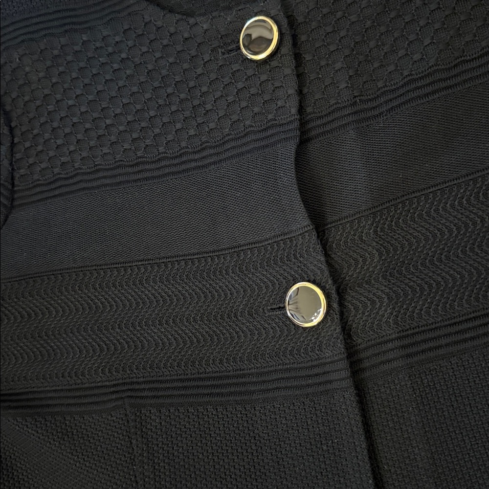 Ming Wang Textured Black Knit Cardigan Jacket Size Small - Picture 5 of 6